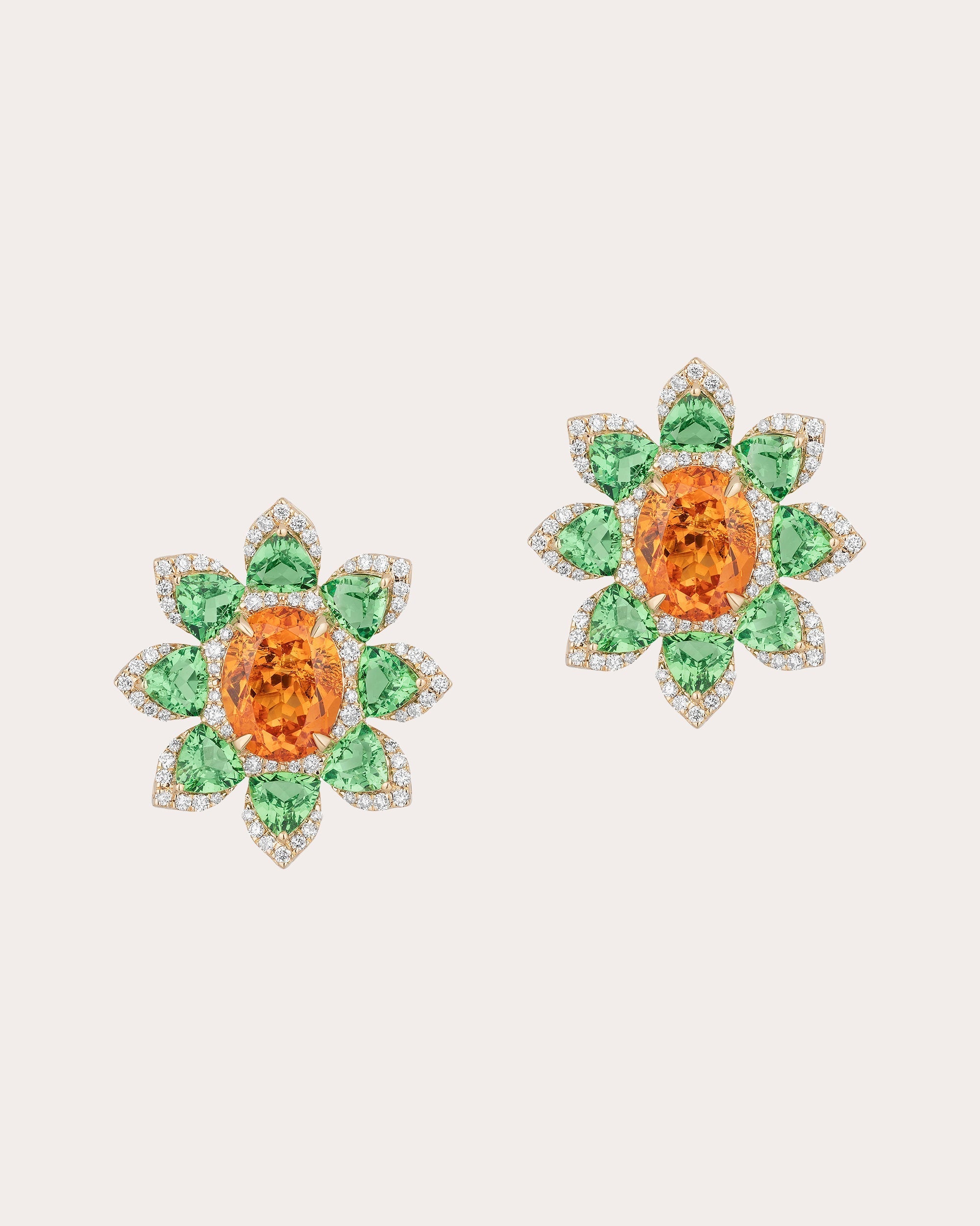 G-One 18K Gold Multi-Stone Flower Earrings