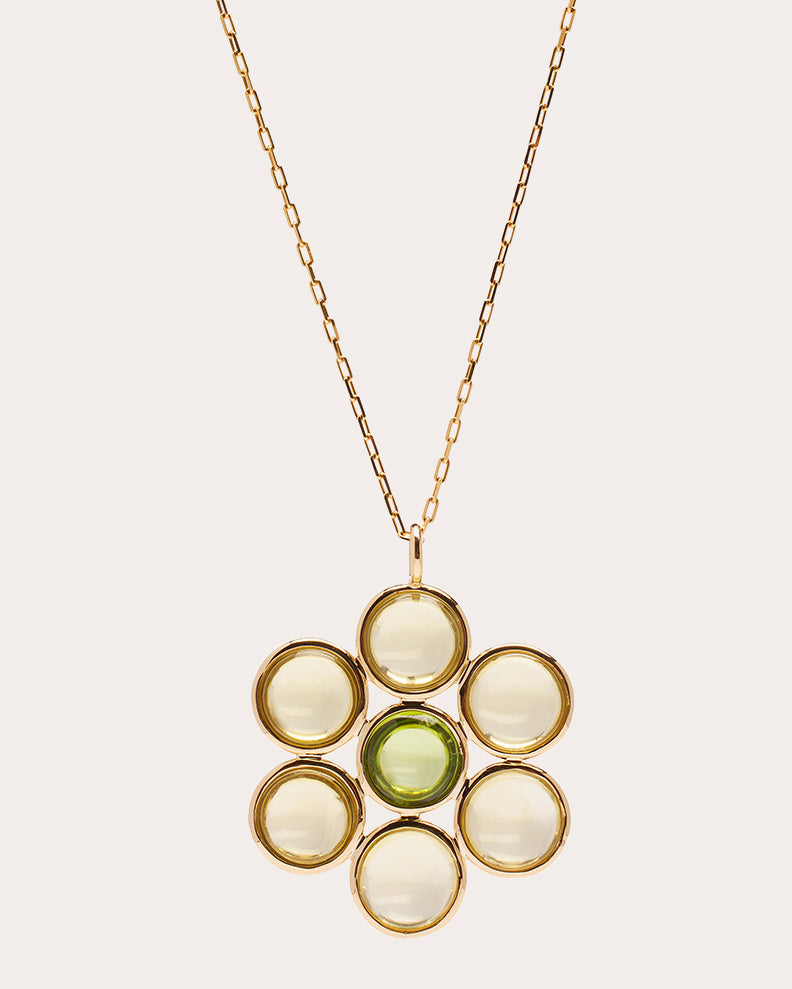 Mischief 18K Gold Lemon Quartz and Peridot Pendant Necklace