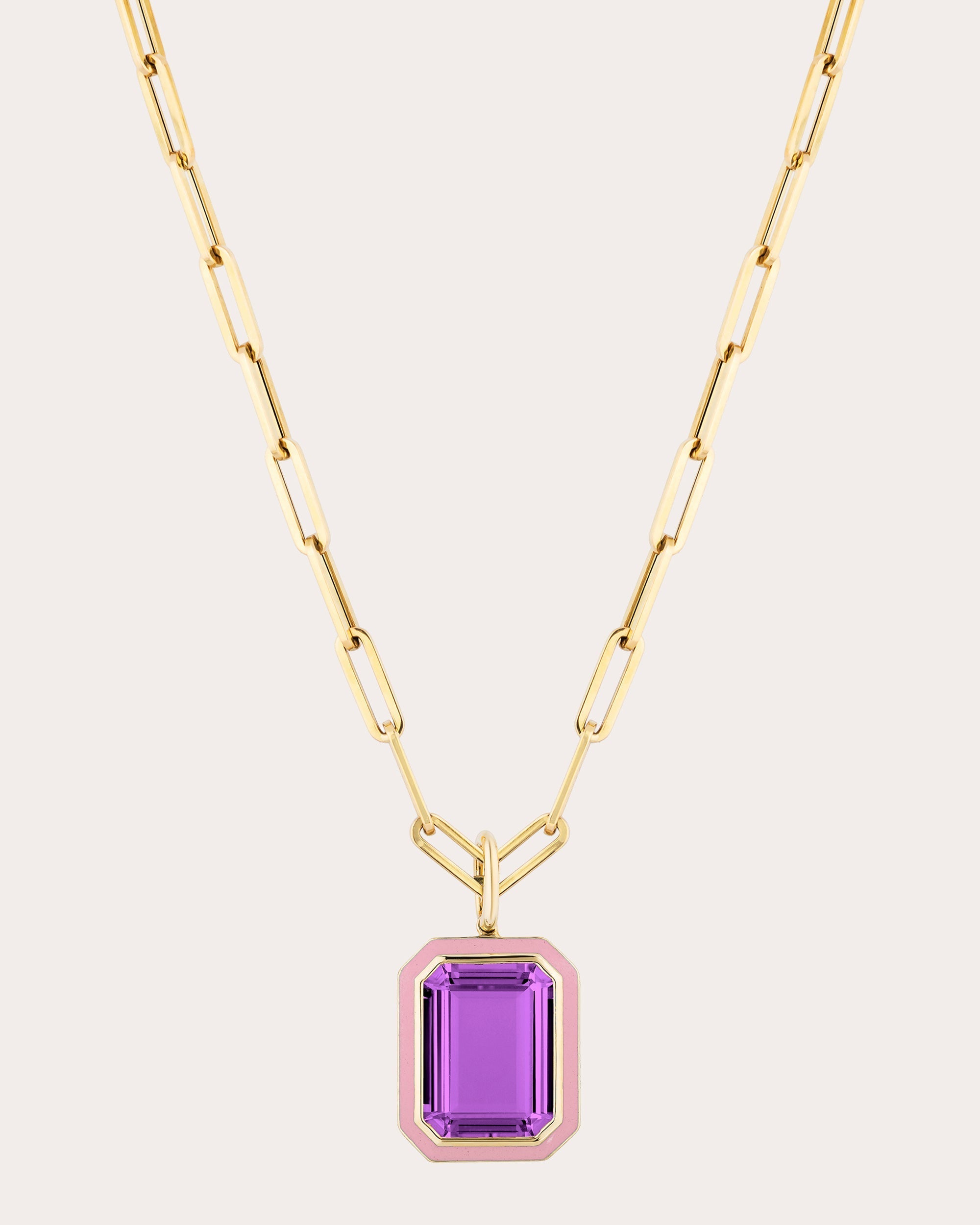 Queen 18K Gold Enamel and Amethyst Pendant Necklace