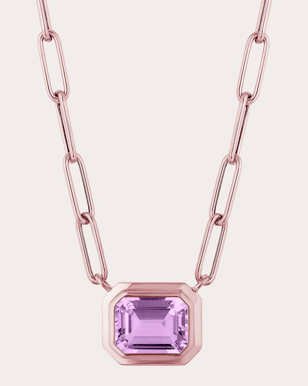 18K Rose Gold Lavender Amethyst Pendant Necklace