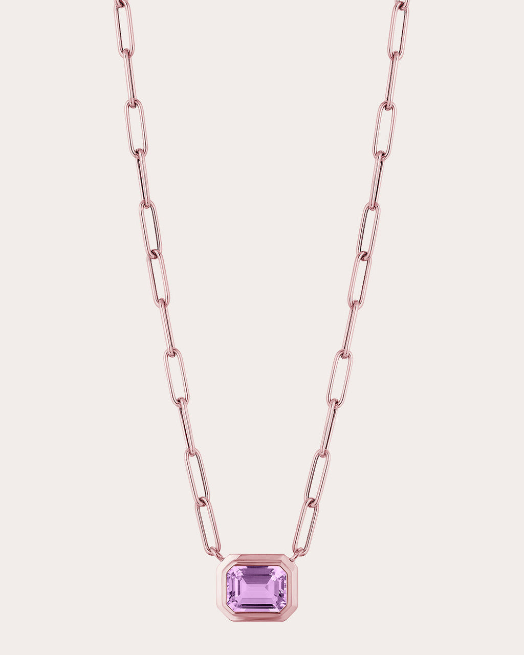 18K Rose Gold Lavender Amethyst Pendant Necklace