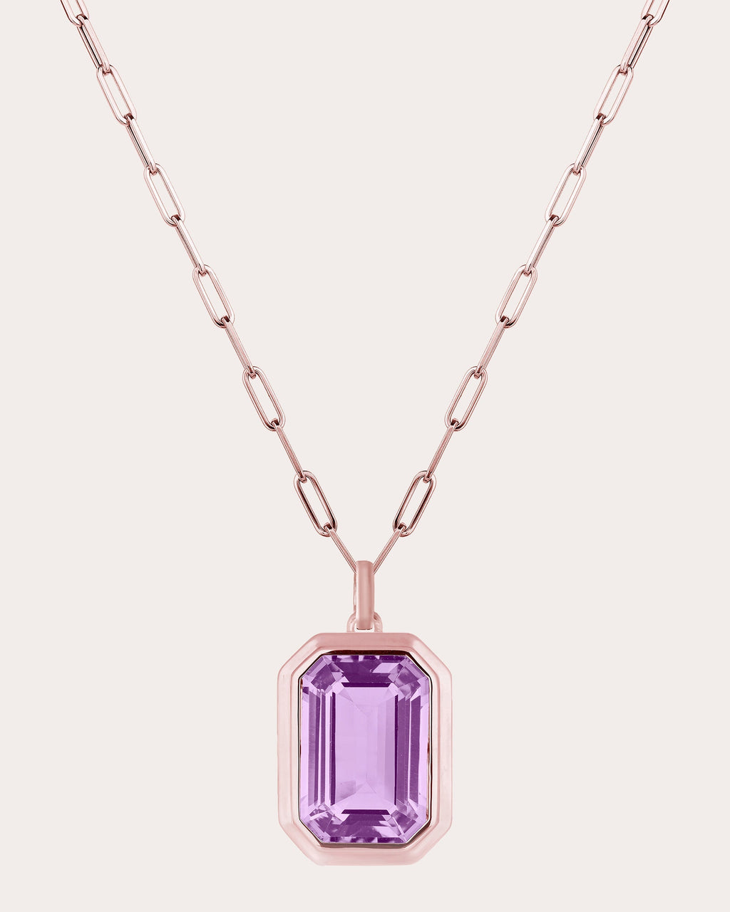 18K Rose Gold Lavender Amethyst Pendant Necklace