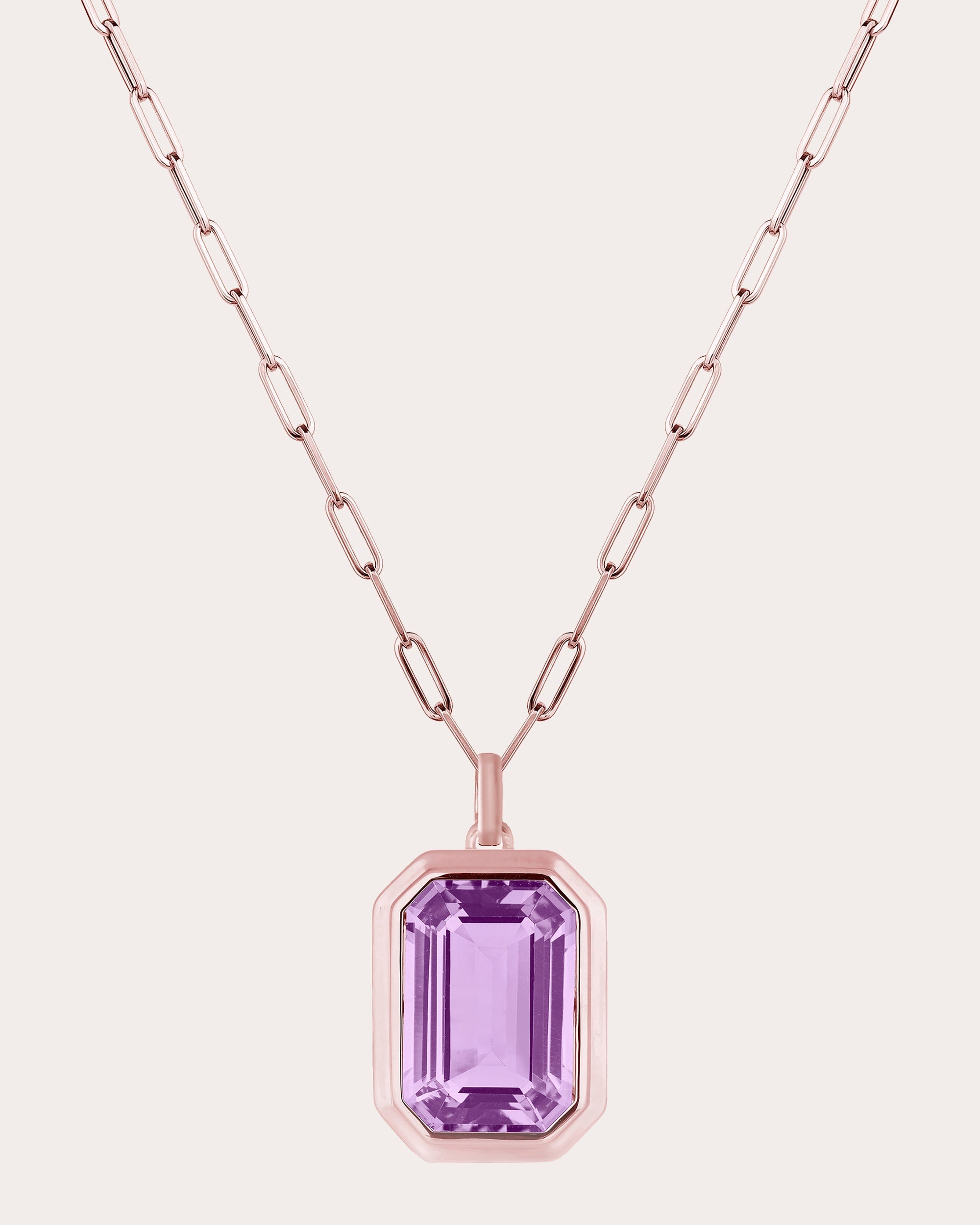 18K Rose Gold Lavender Amethyst Pendant Necklace