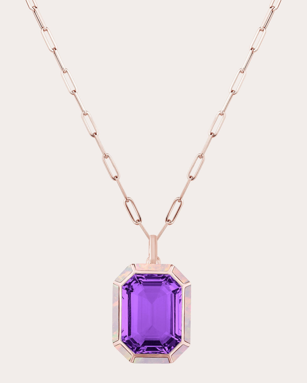Melange 18K Rose Gold Amethyst and Opal Pendant Necklace
