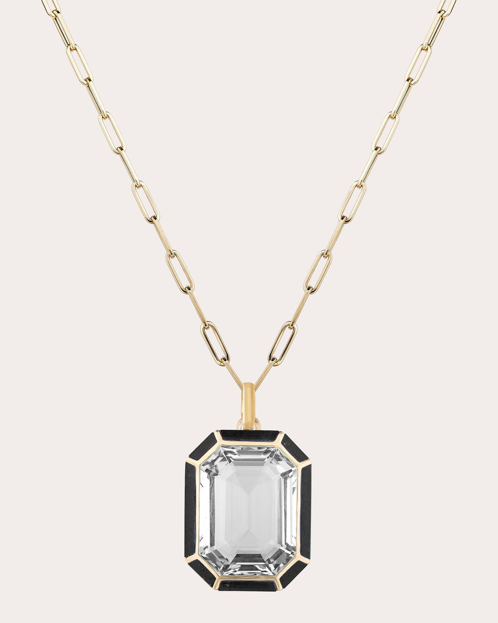 Onyx Emerald-Cut Pendant Necklace