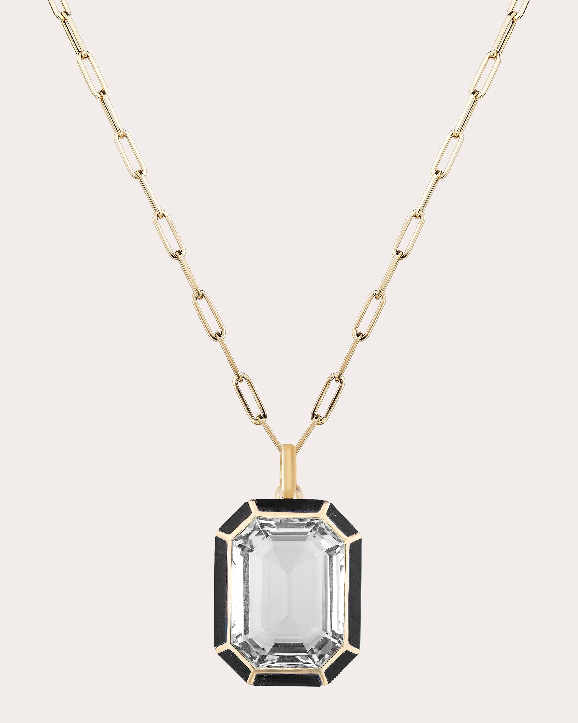 Onyx Emerald-Cut Pendant Necklace