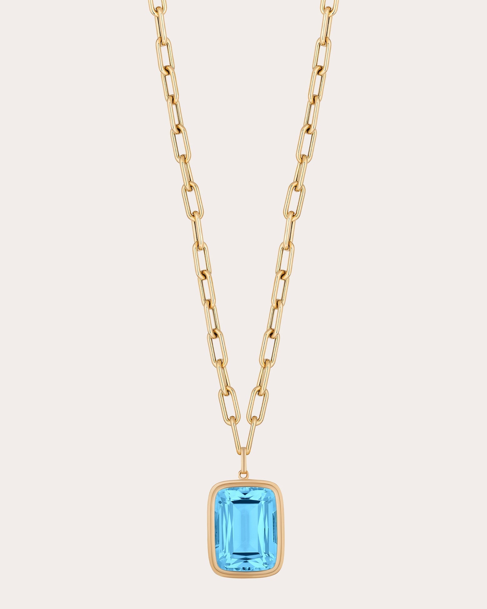 Manhattan 18K Gold Blue Topaz Pendant Necklace