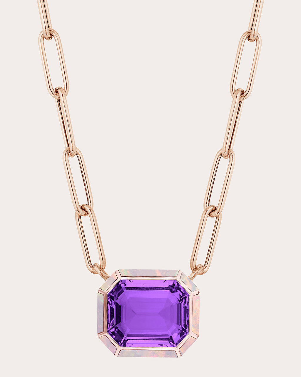 Mélange 18K Rose Gold Amethyst and Pink Opal Pendant Necklace