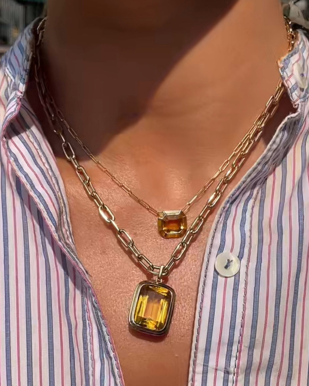 Manhattan 18K Gold Citrine Pendant Necklace