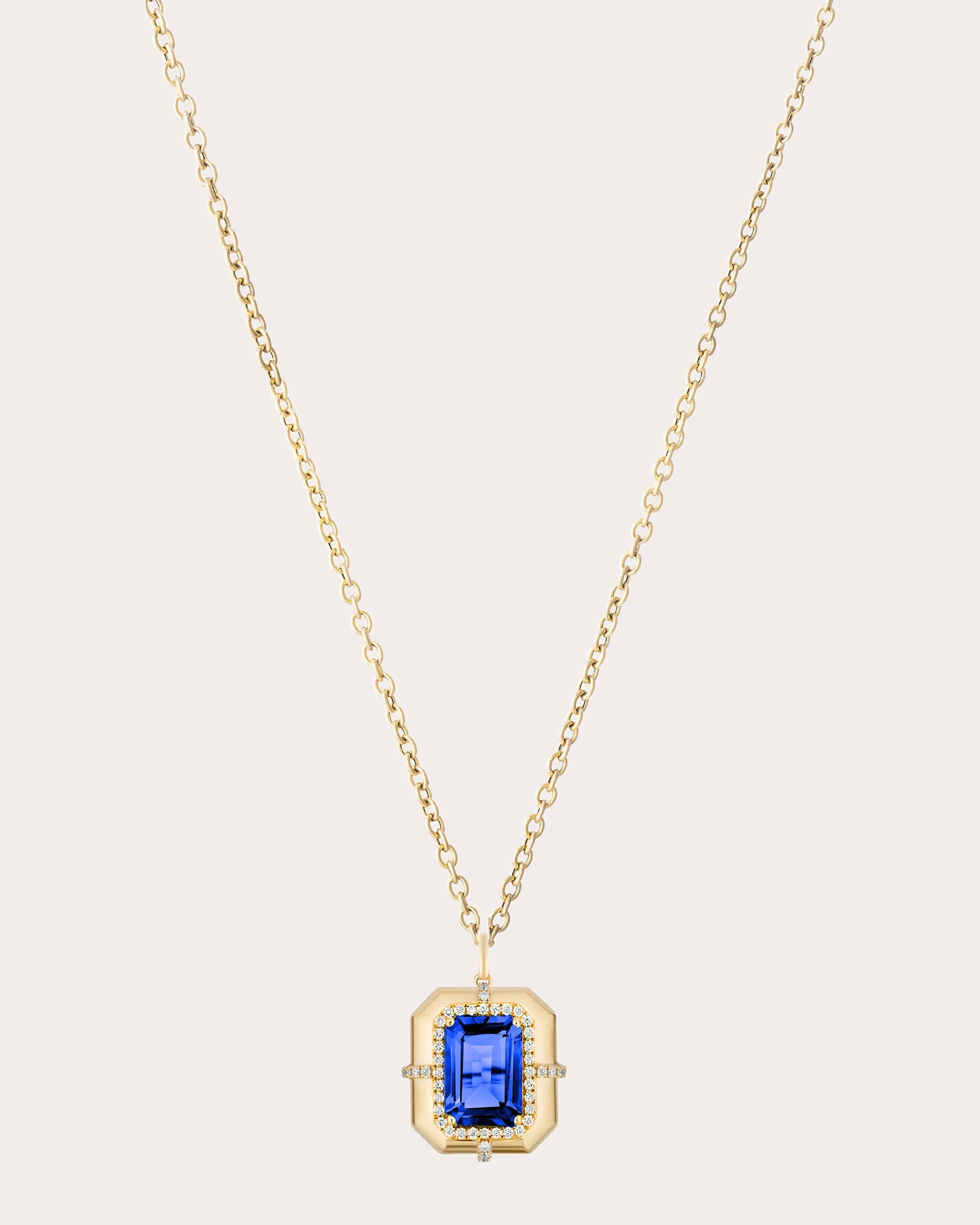 Limited Edition Medallion 18K Gold Sapphire and Diamond Pendant Necklace