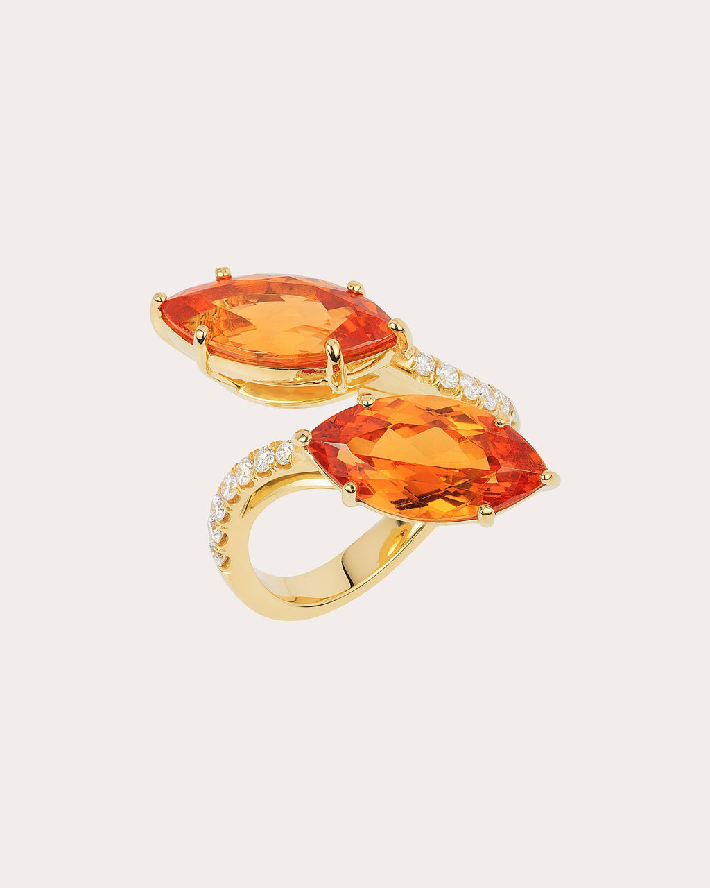 G-One 18K Gold Mandarin Garnet and Diamond Ring
