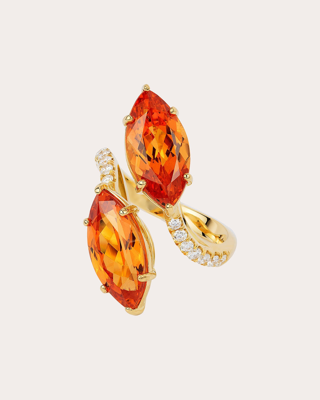 G-One 18K Gold Mandarin Garnet and Diamond Ring