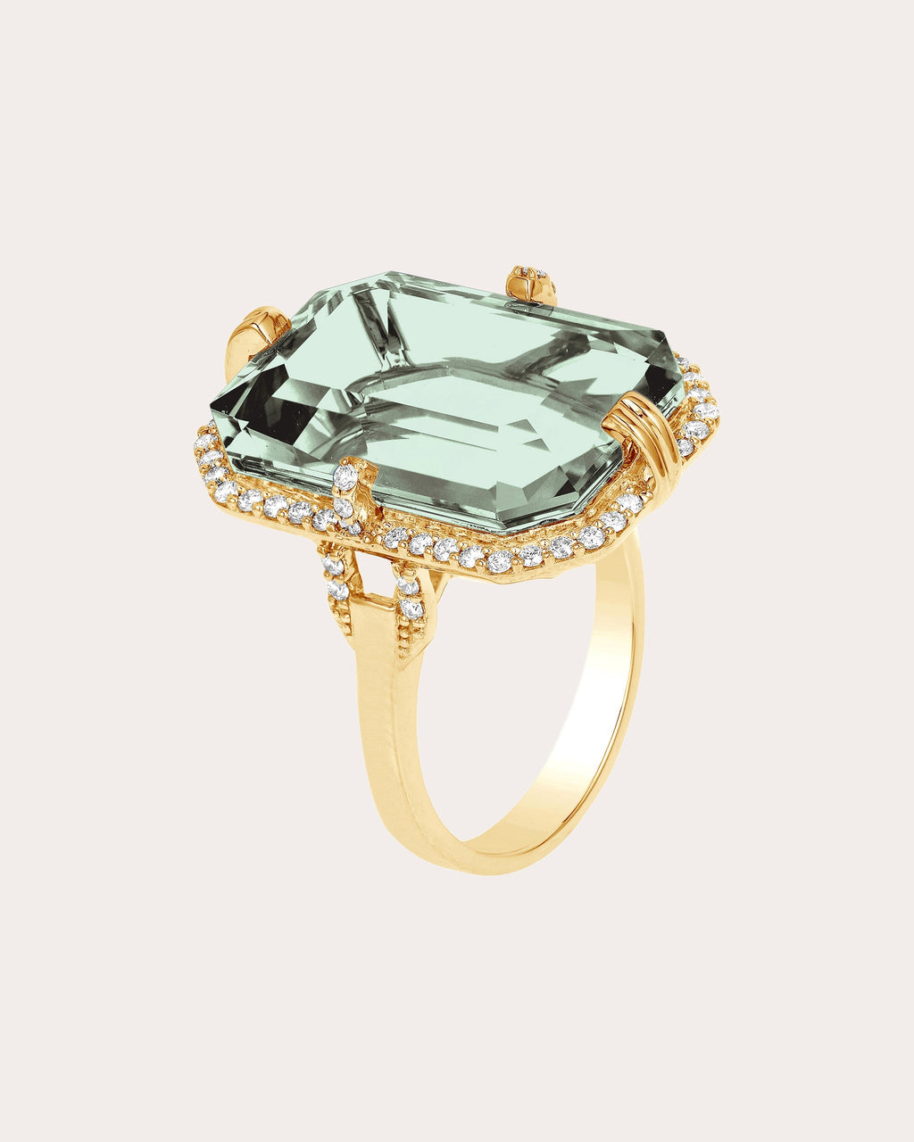 Gossip 18K Gold Prasiolite and Diamond Ring