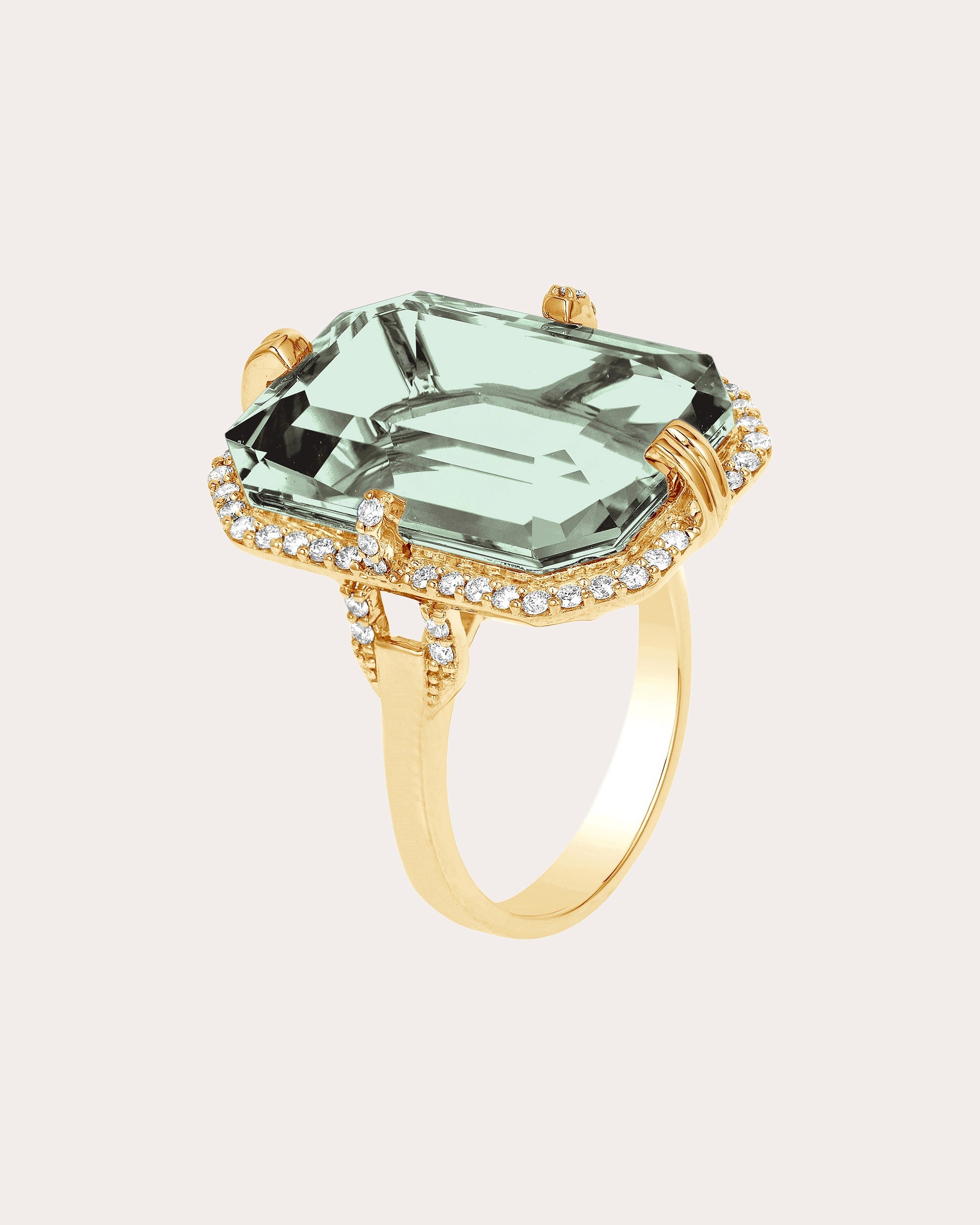 Gossip 18K Gold Prasiolite and Diamond Ring