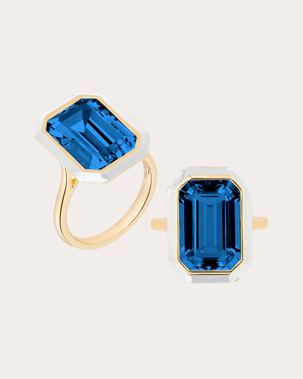 Queen 18K Gold London Blue Topaz and Enamel Ring