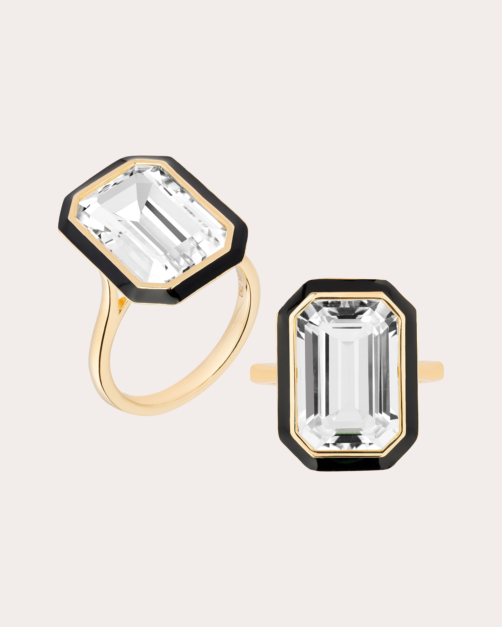 Queen 18K Gold Rock Crystal and Enamel Ring
