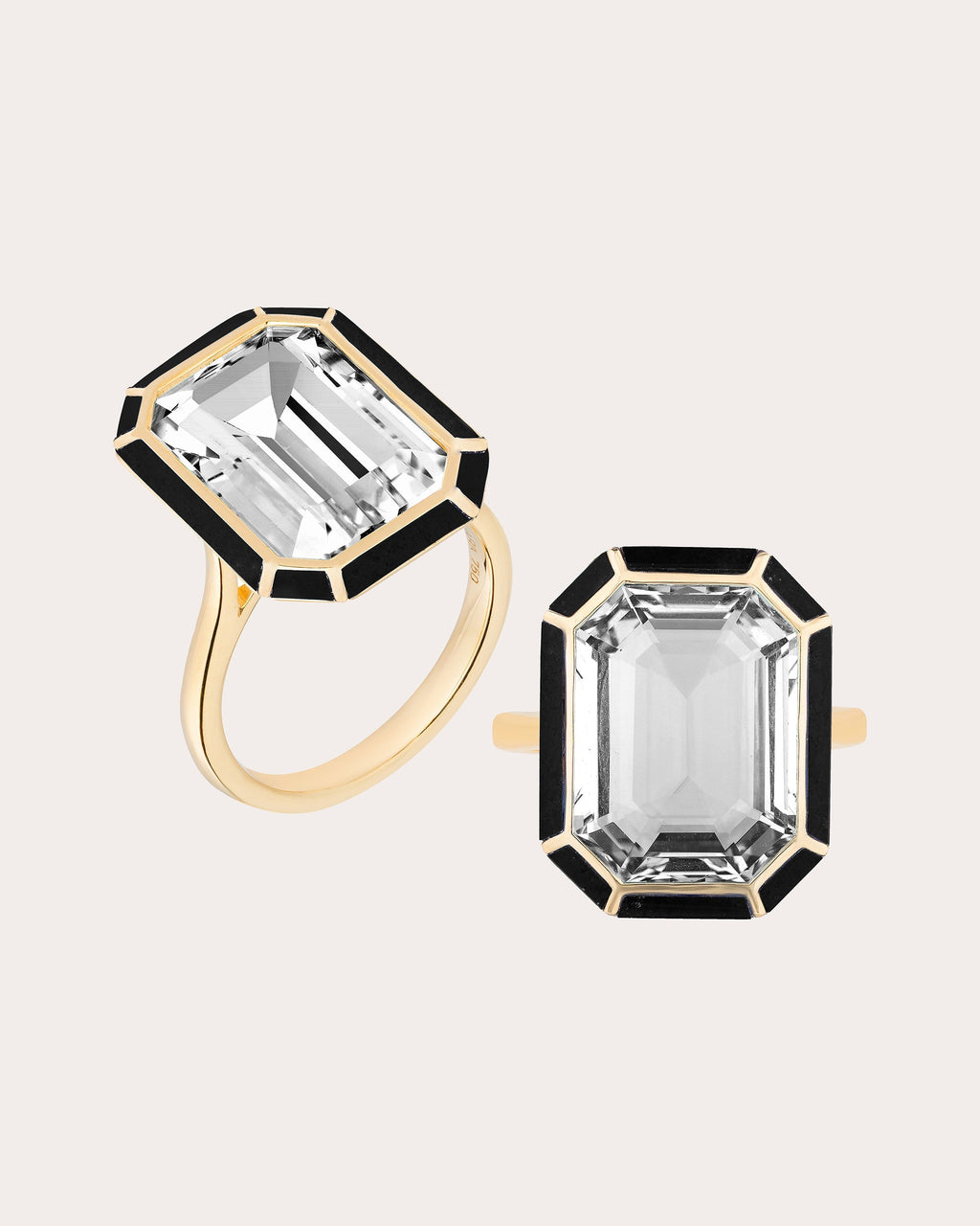 Rock Crystal & Onyx Emerald-Cut Ring