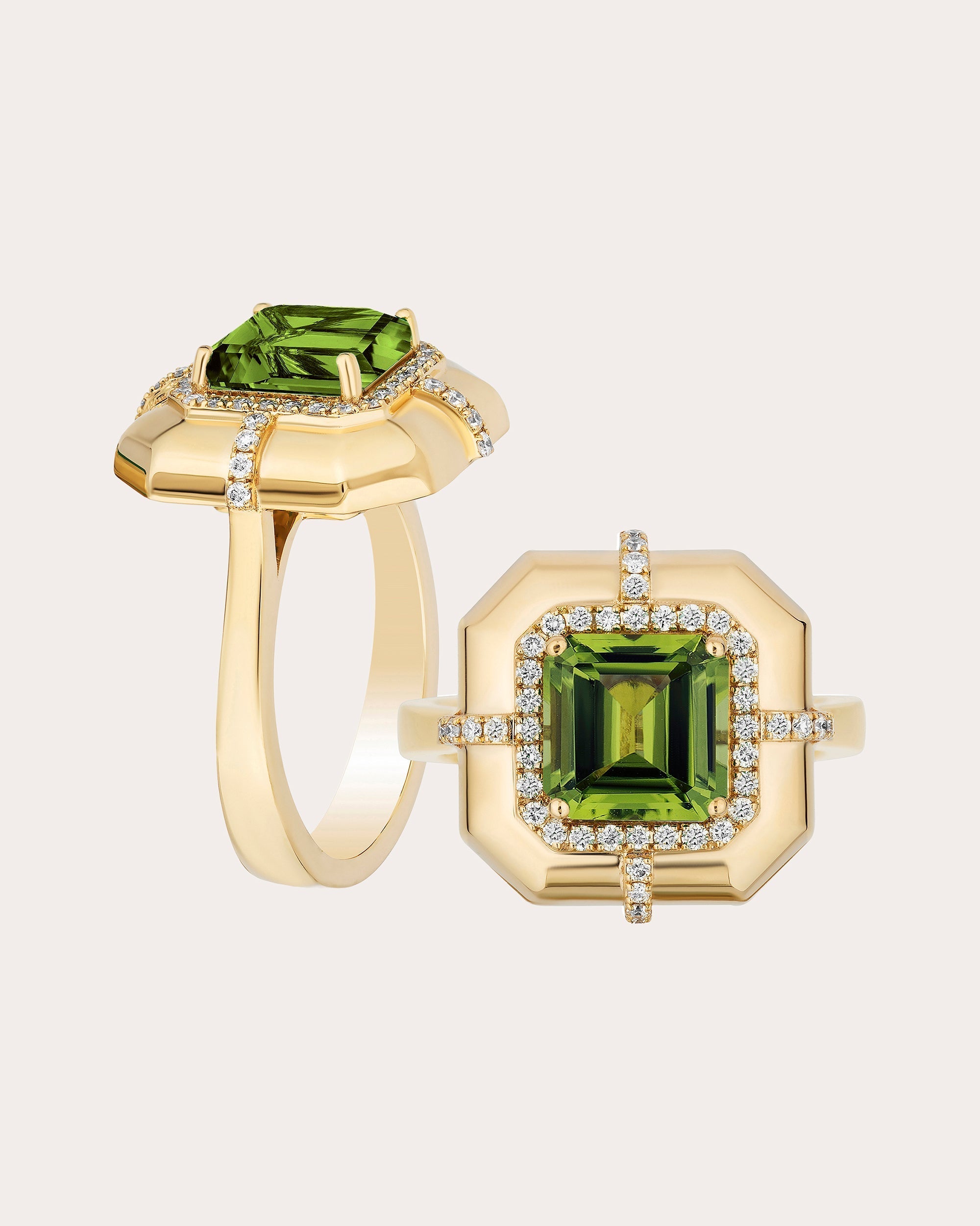Limited Edition Medallion 18K Gold Tourmaline and Diamond Ring