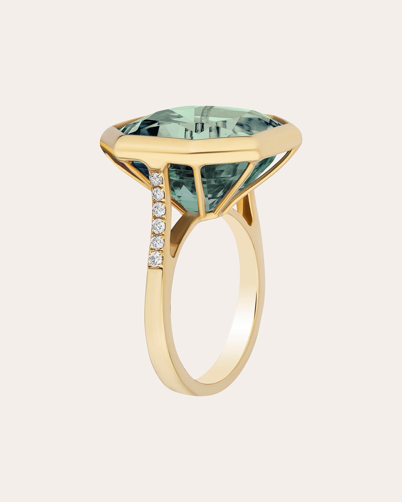 Gossip 18K Gold Prasiolite and Diamond Ring