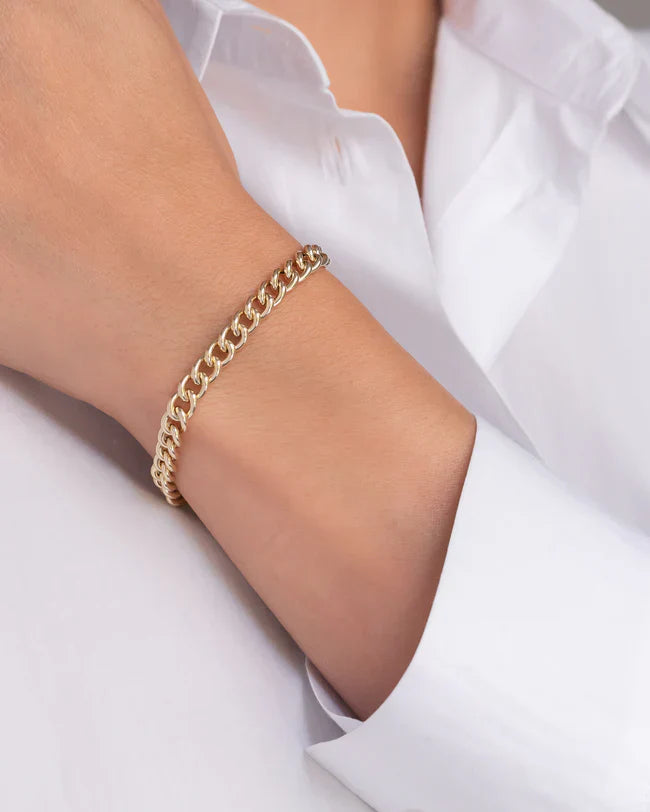 Large 14K Gold Curb Link Chain Bracelet