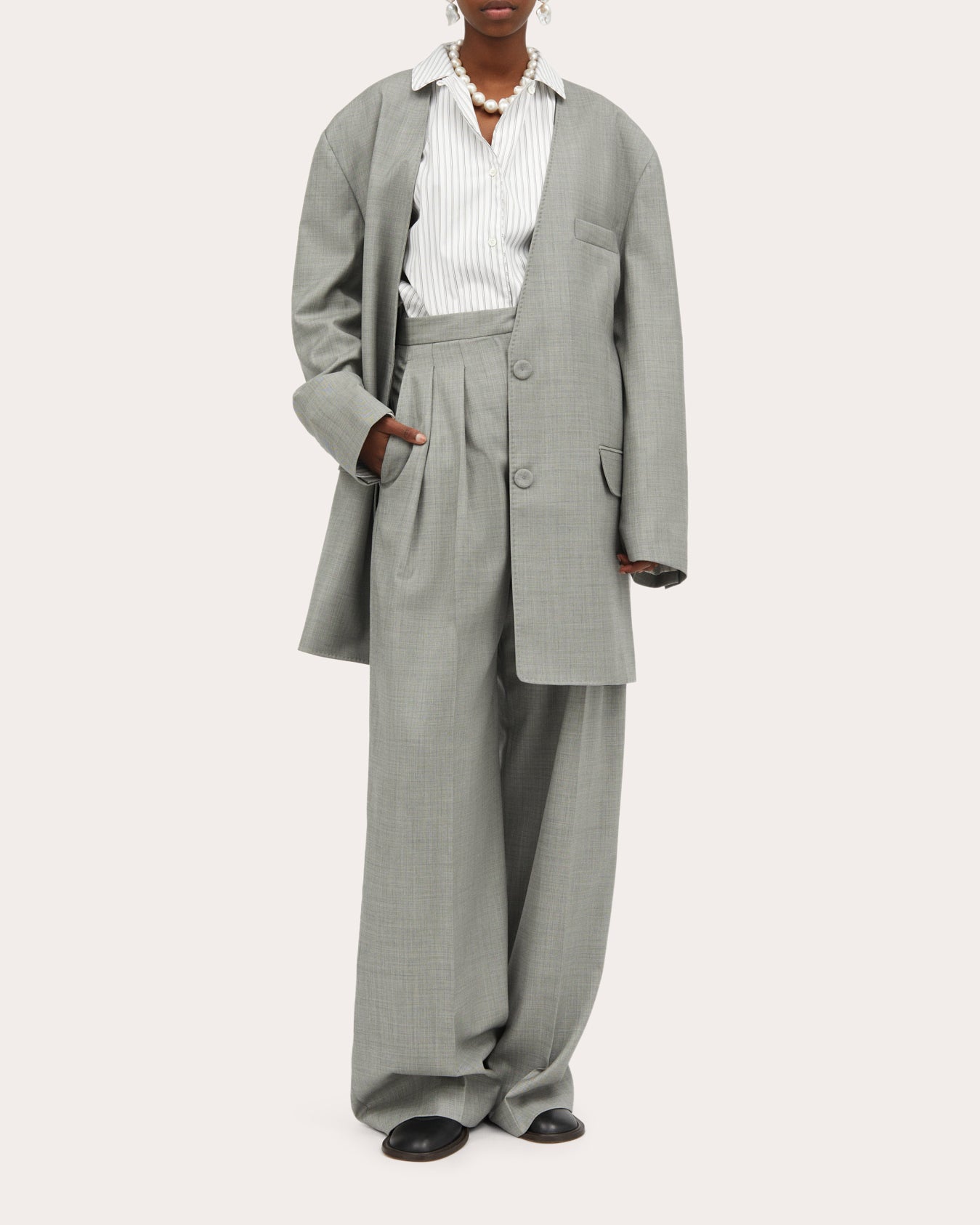 Priscilla Pleated Wool-Mélange Pants