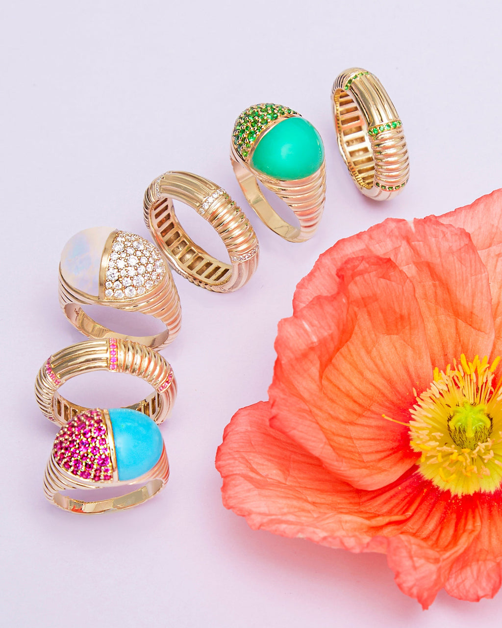 Found Cap 14K Gold Turquoise and Pink Sapphire Ring