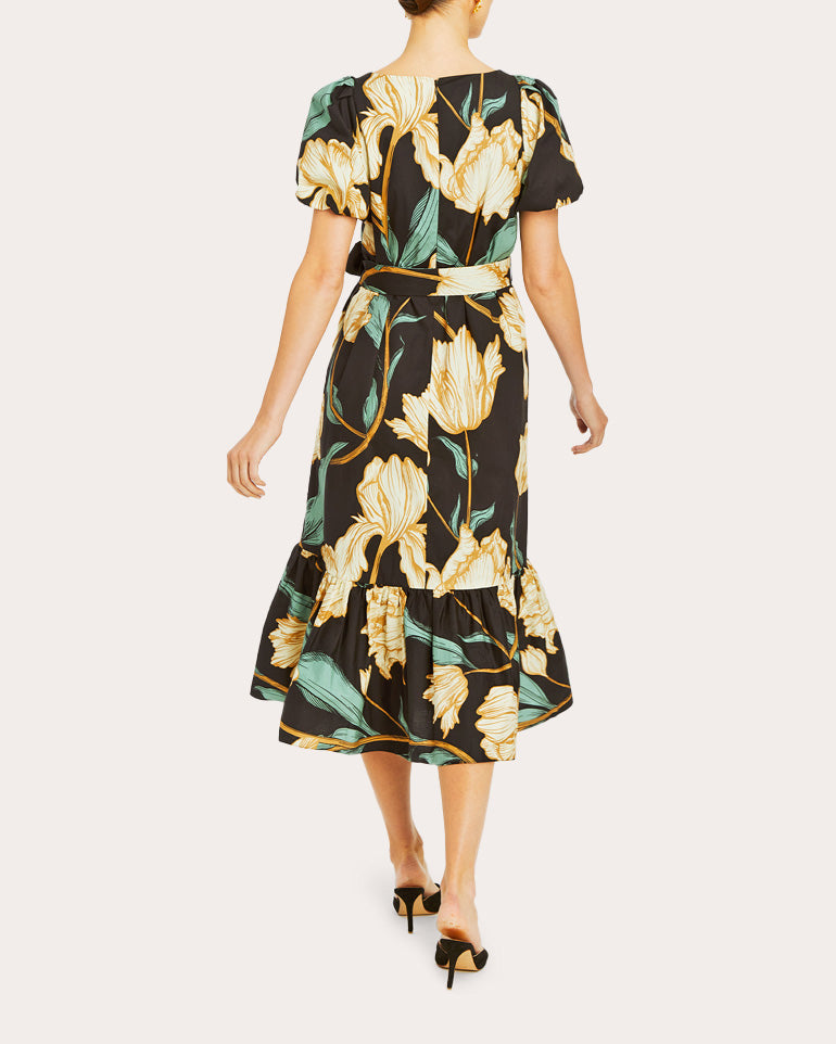 Jasmine Tiered Floral-Print Linen Dress