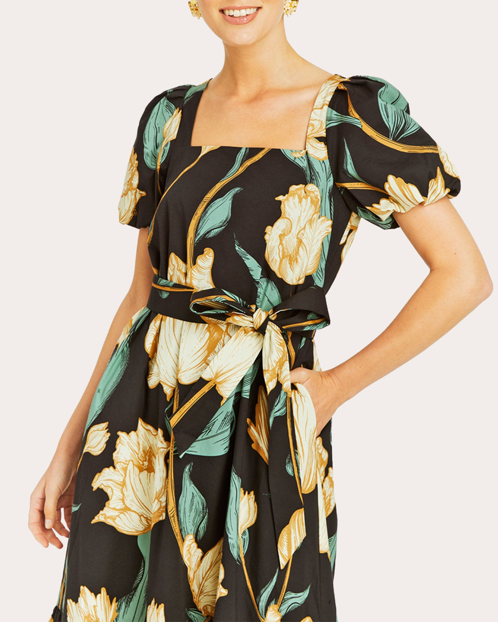 Jasmine Tiered Floral-Print Linen Dress
