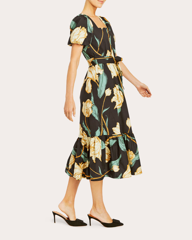 Jasmine Tiered Floral-Print Linen Dress