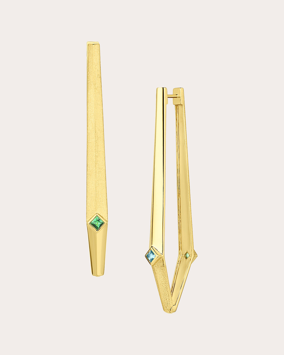 Orli 18K Gold Emerald and Blue Topaz Earrings