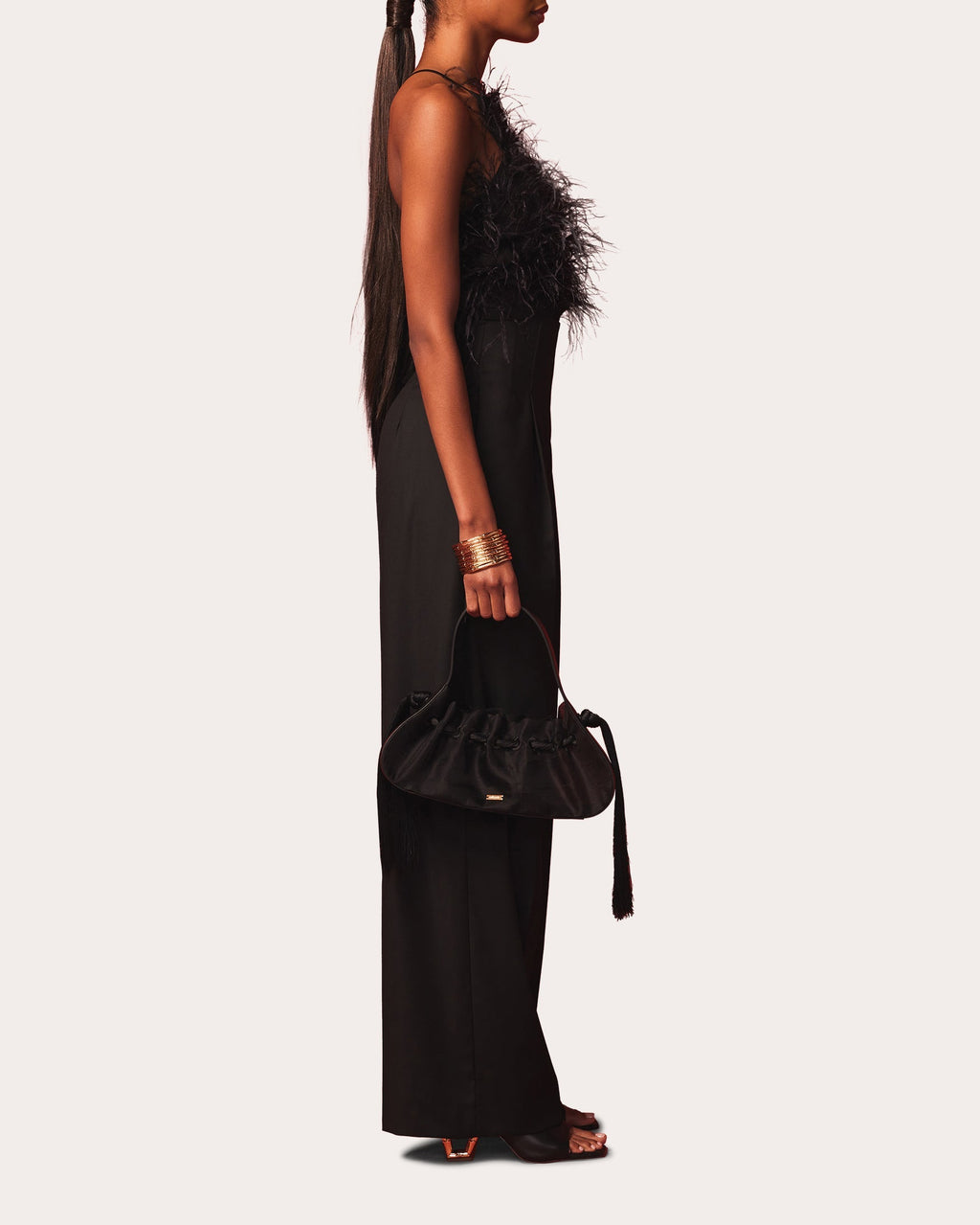 Joey Feather-Embellished Cropped Linen Top