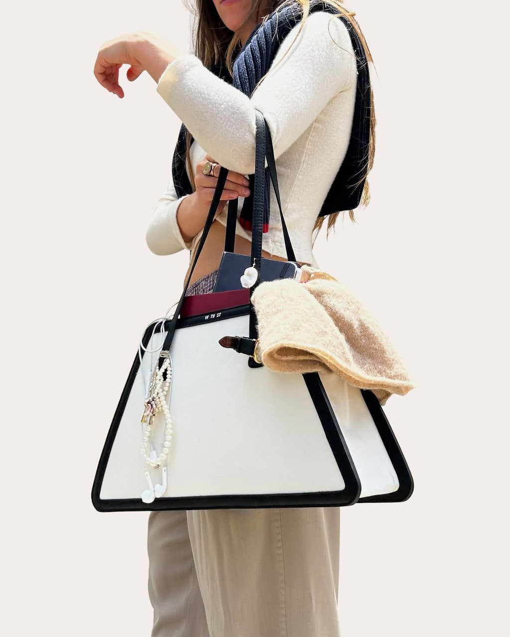 The Jolie Leather-Trimmed Canvas Shoulder Bag