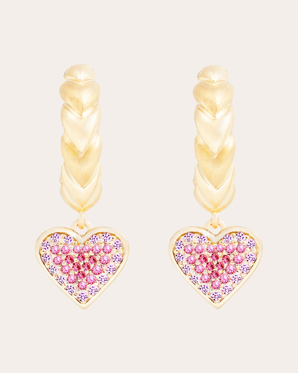 Juju Heart 14K Gold Pink Sapphire Charm Earrings
