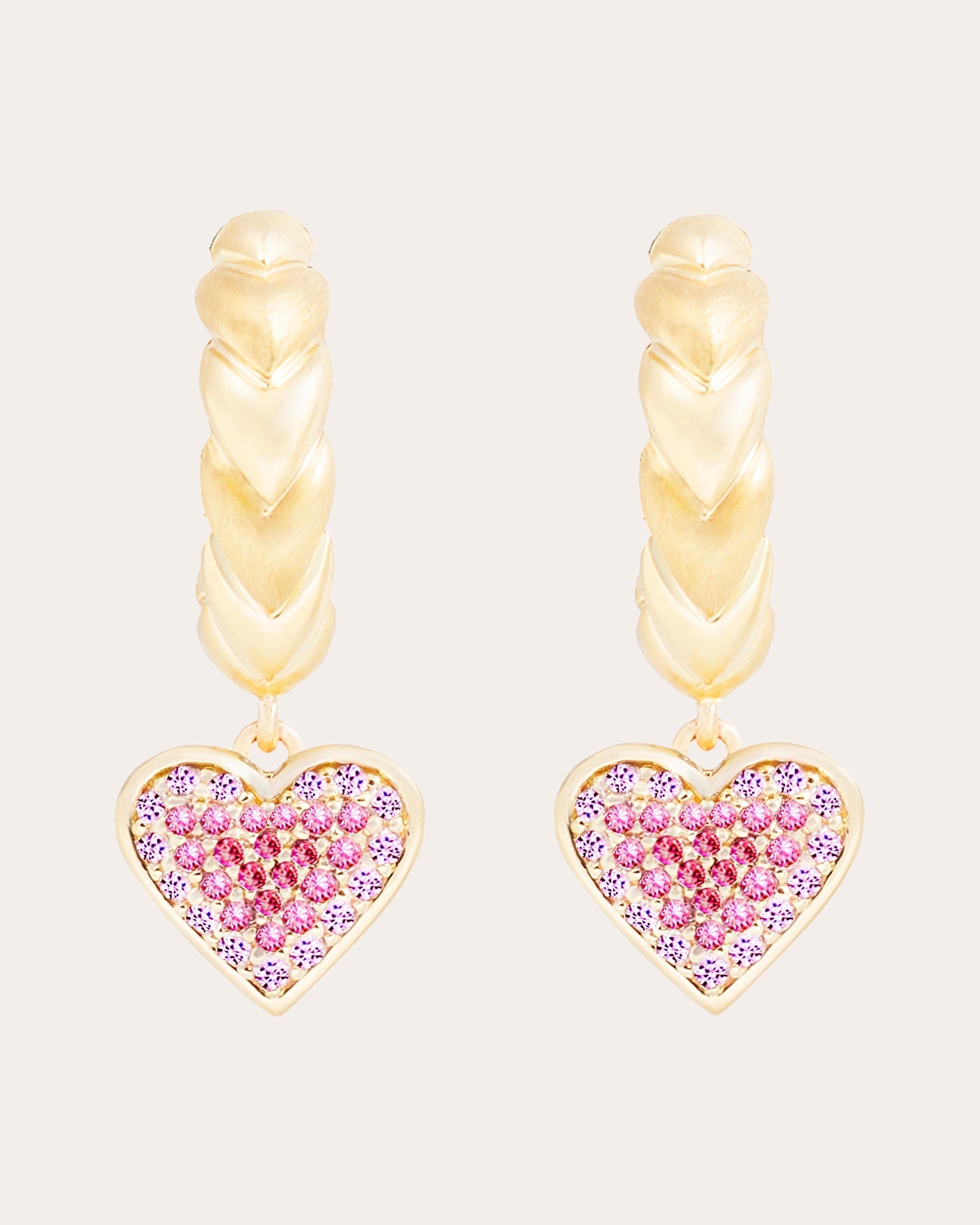 Juju Heart 14K Gold Pink Sapphire Charm Earrings