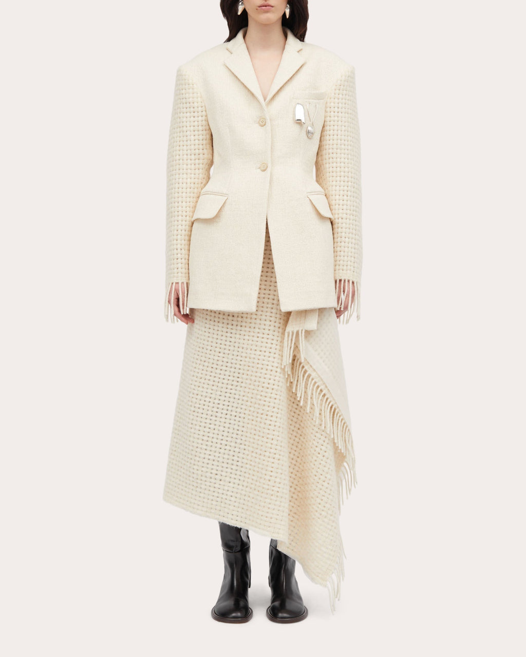 Juka Atelier Fringed Alpaca-Blend Blazer