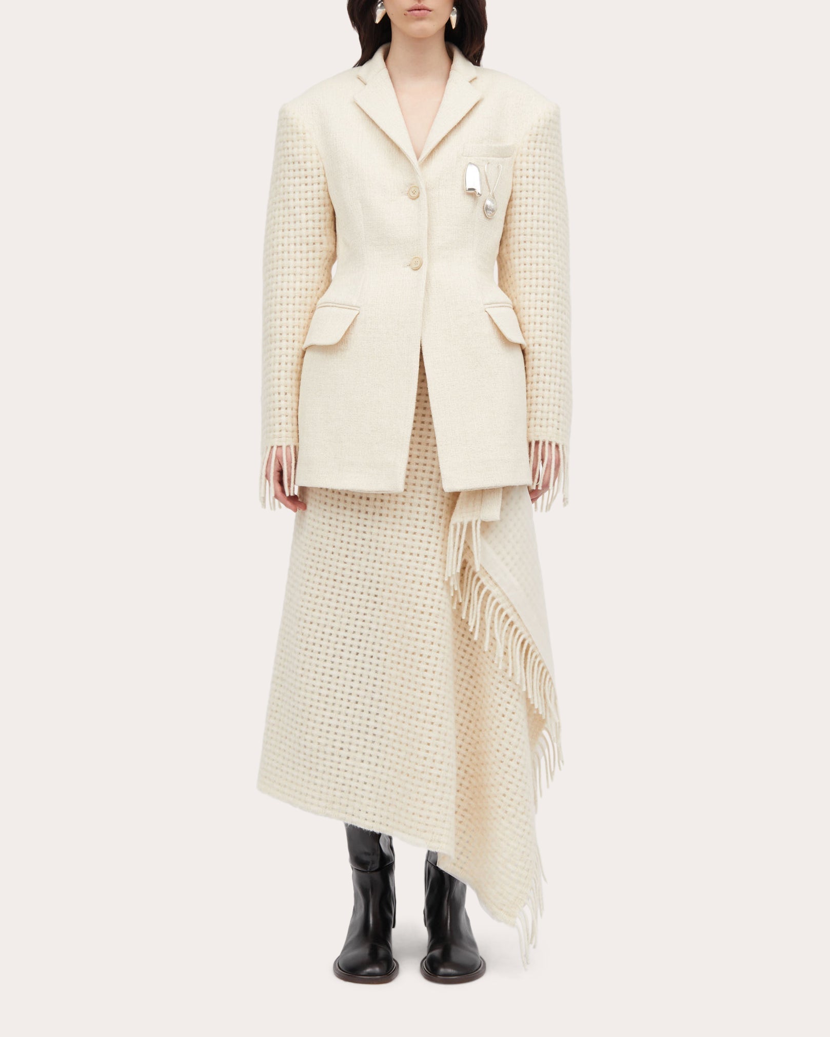 Juka Atelier Fringed Alpaca-Blend Blazer