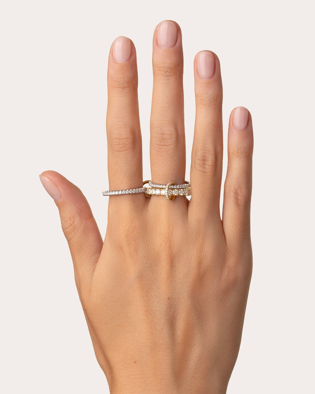 Junia 18K Two-Tone Gold Diamond Pavé Linked Rings