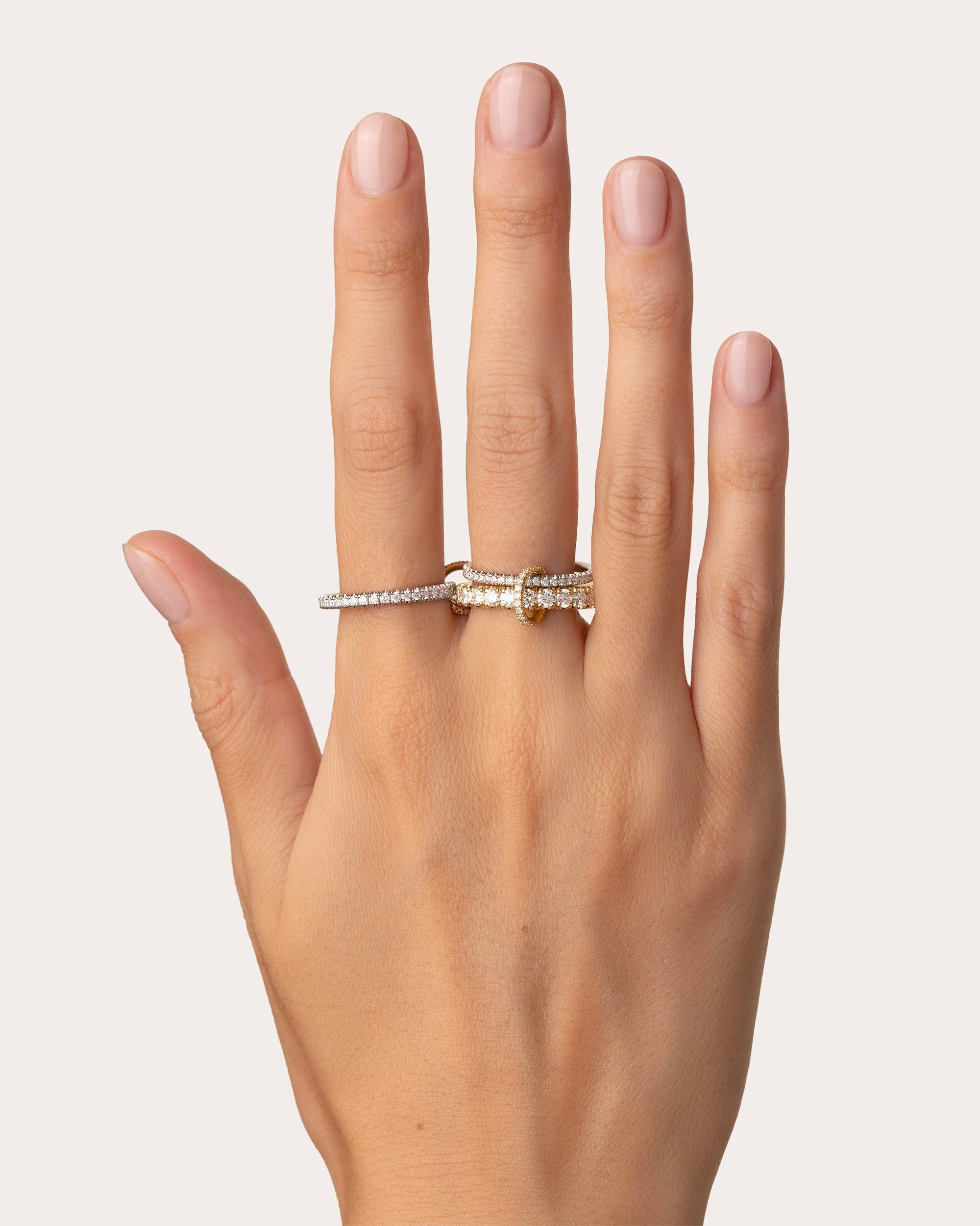Junia 18K Two-Tone Gold Diamond Pavé Linked Rings