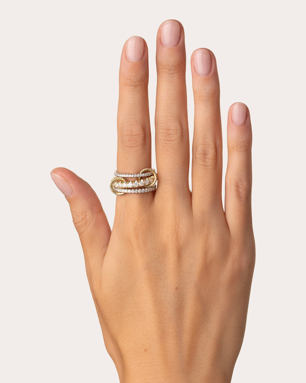 Junia 18K Two-Tone Gold Diamond Pavé Linked Rings