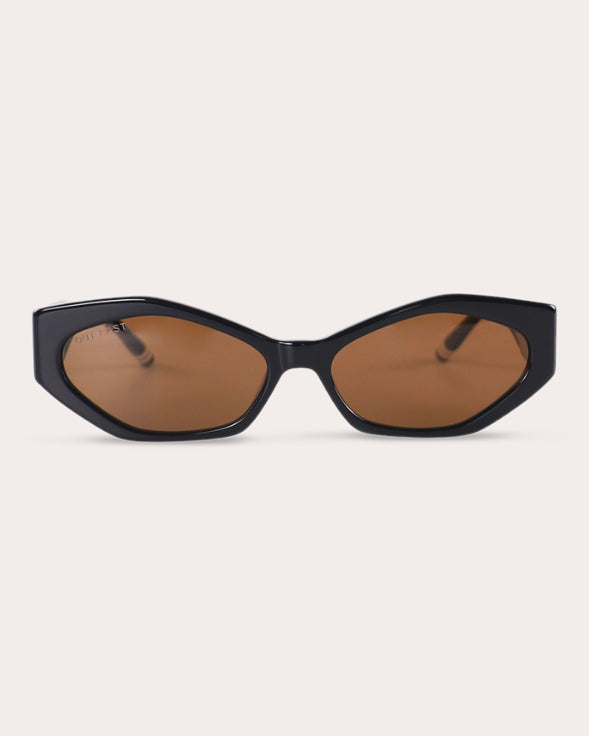 Kellis Toffee Slim Hexagonal Sunglasses