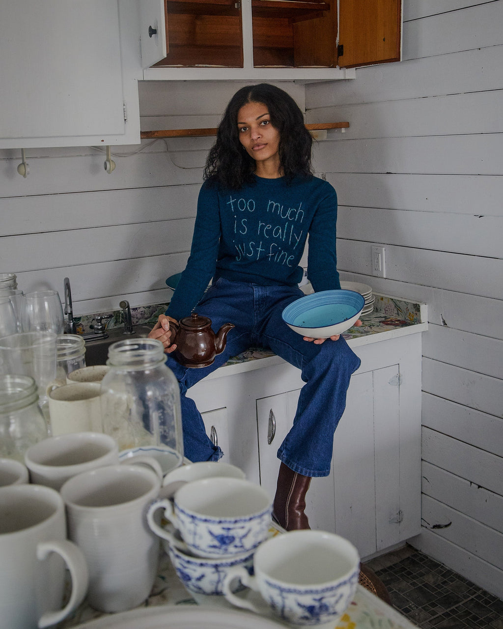 "Too Much Is Really Just Fine" Embroidered Cashmere Sweater