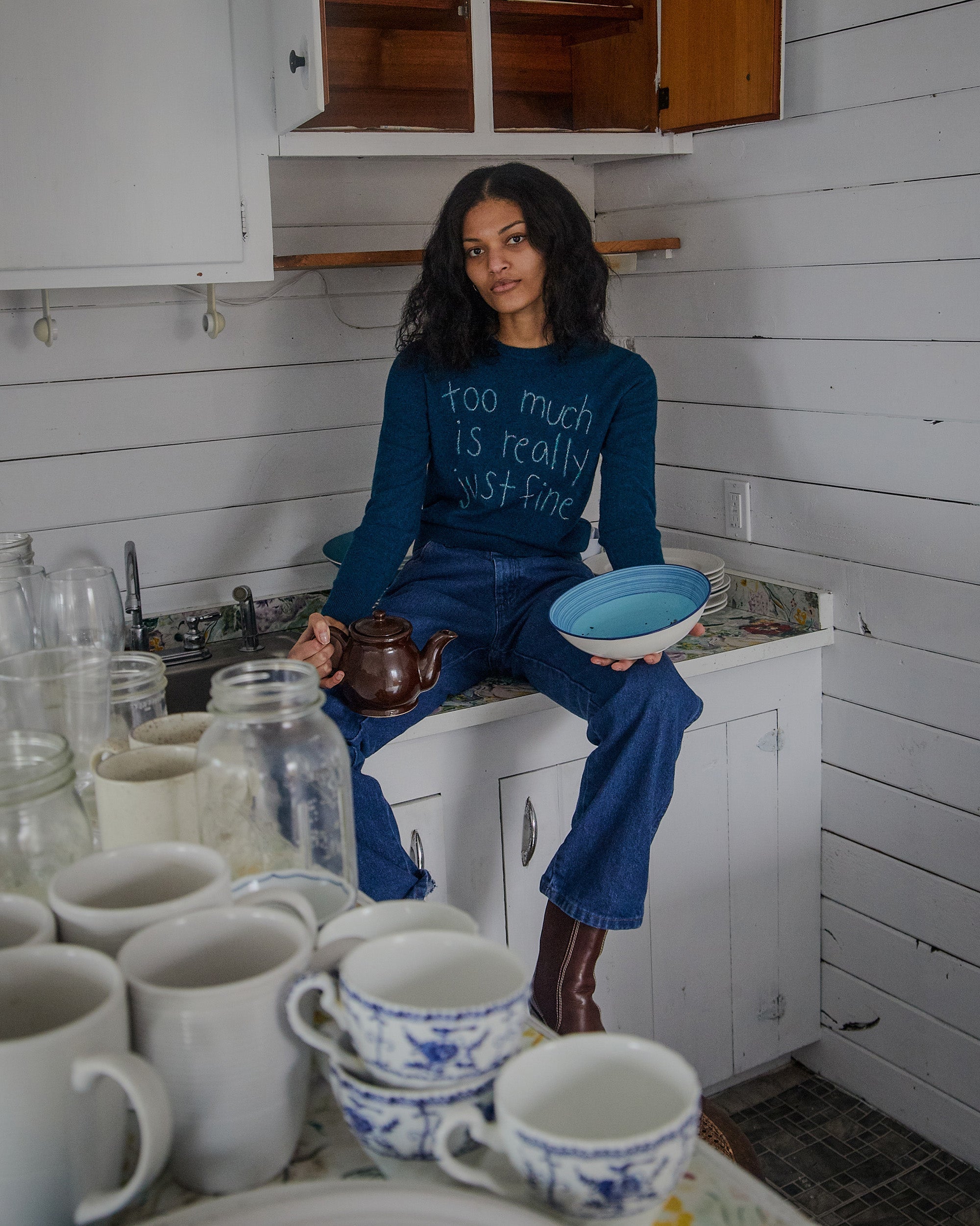 "Too Much Is Really Just Fine" Embroidered Cashmere Sweater