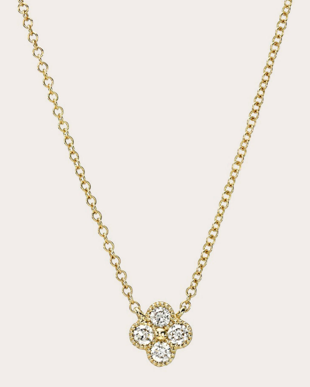 Large Clover 14K Gold Diamond Pendant Necklace