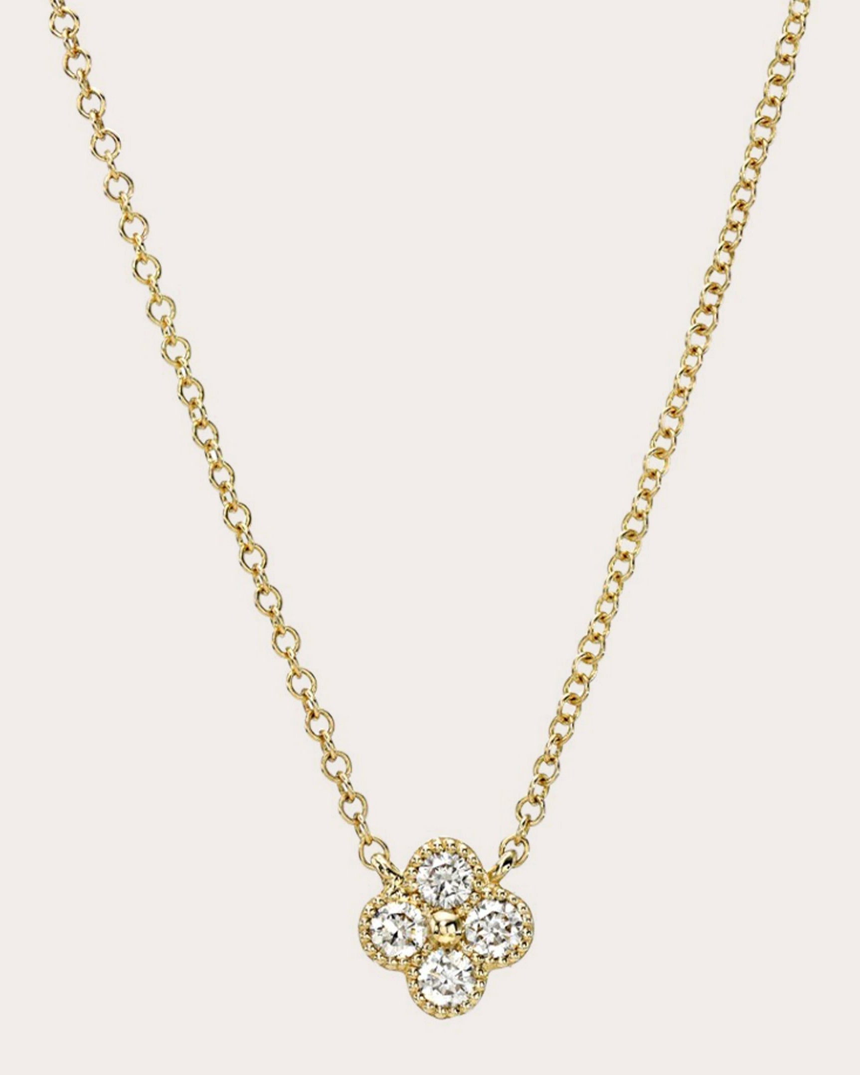 Large Clover 14K Gold Diamond Pendant Necklace
