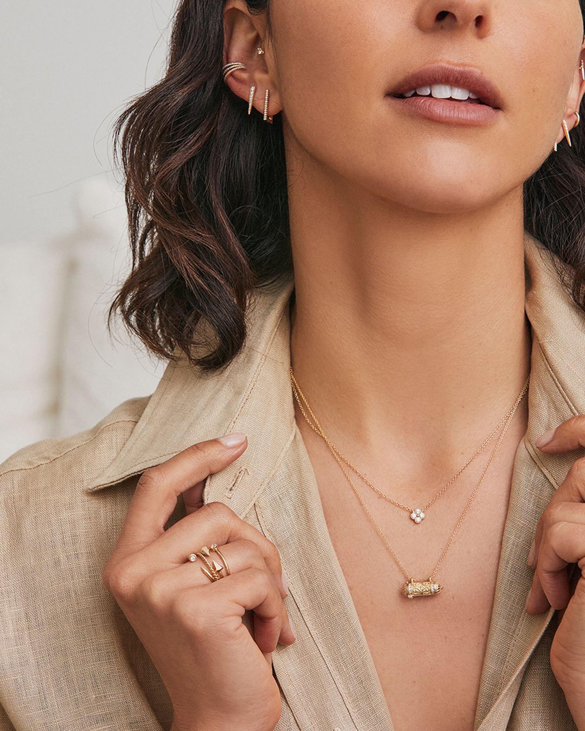 Large Clover 14K Gold Diamond Pendant Necklace