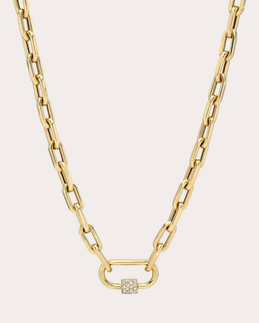 14K Gold Diamond Carabiner Pendant Necklace