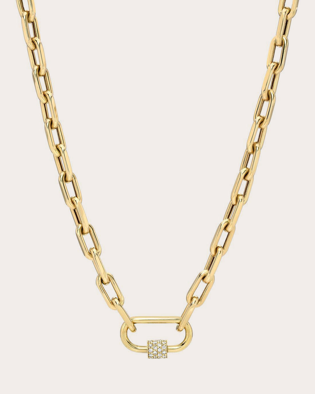 14K Gold Diamond Carabiner Pendant Necklace