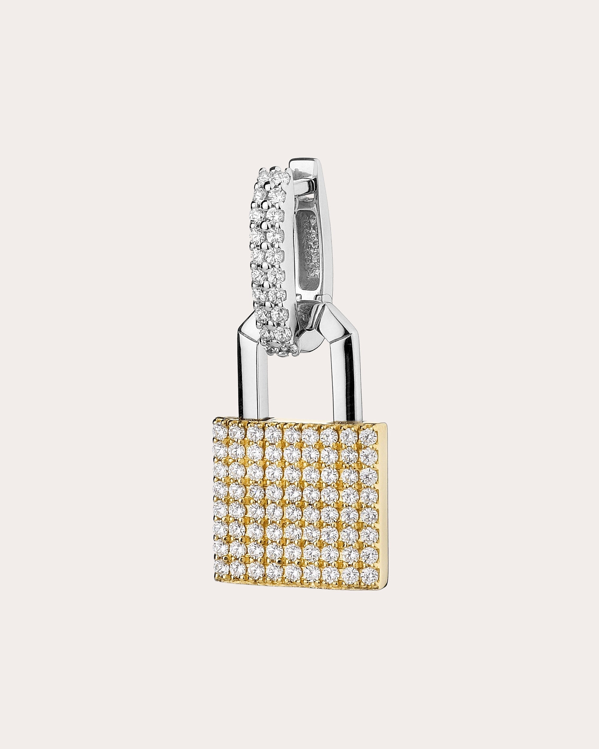 Small Lock 18K Gold Diamond Single Earring