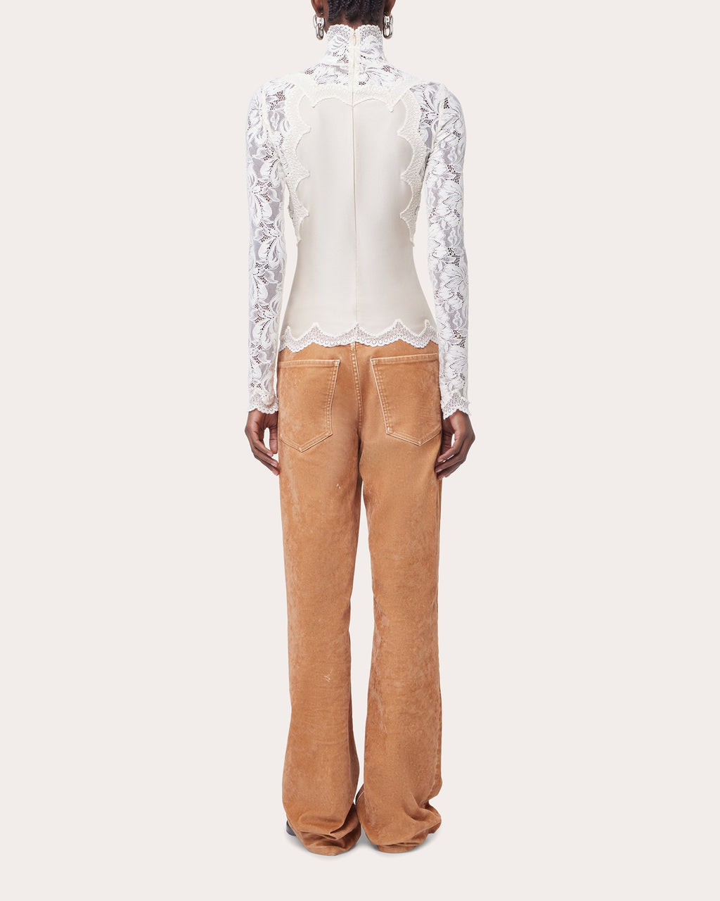 Embroidered Lace and Satin Top