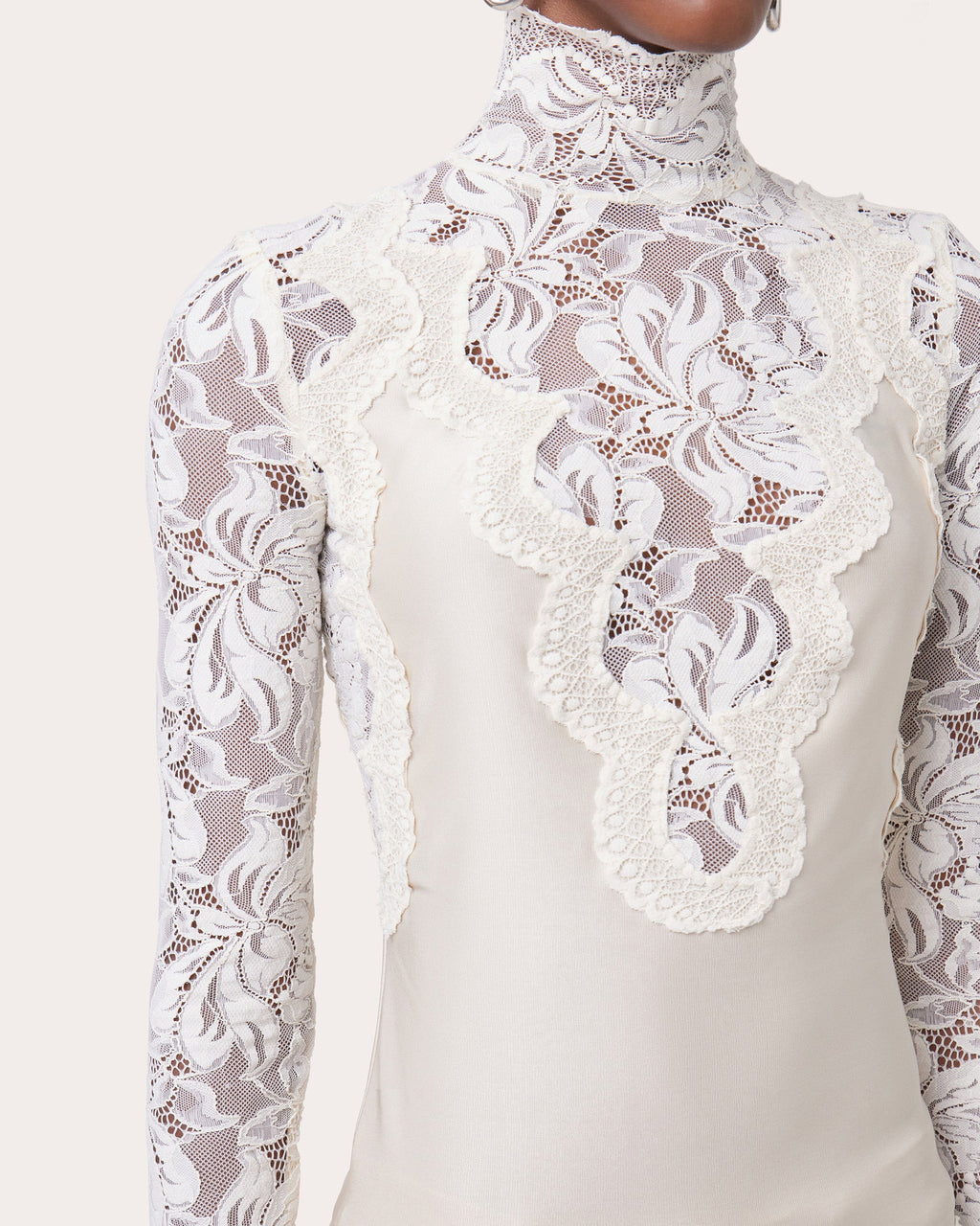 Embroidered Lace and Satin Top